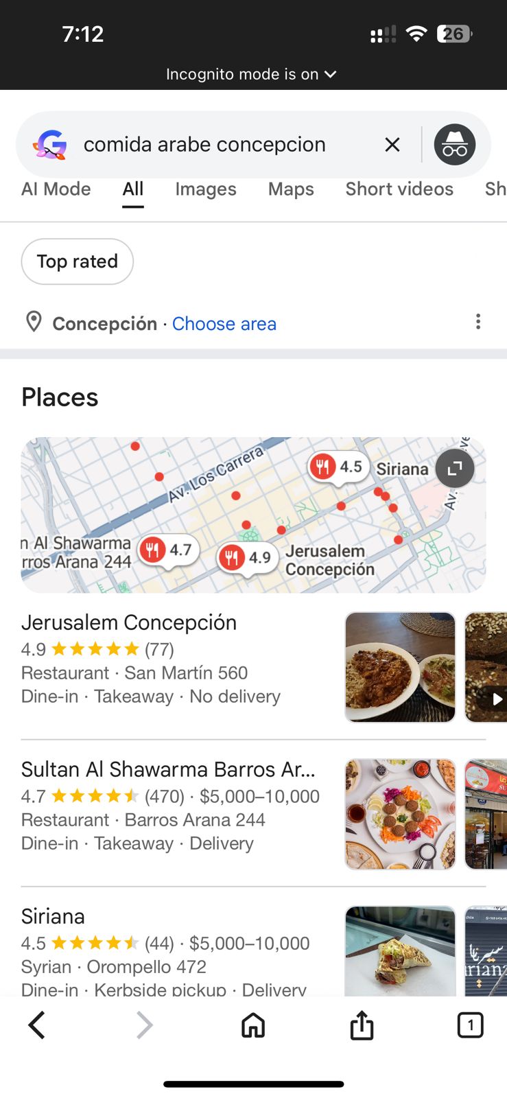 Jerusalem Concepcion Google Maps ranking proof
